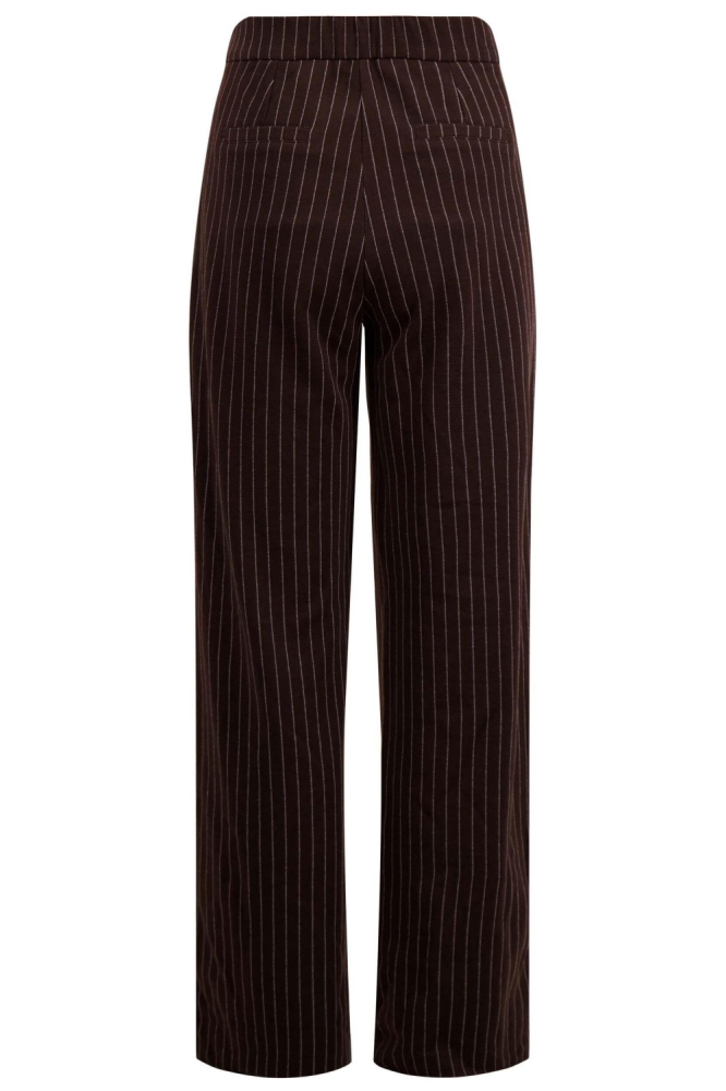 KRIJTSTREEP BROEK MET BANDPLOOI DETAIL 0303 088 CHOCOLADE BRUIN